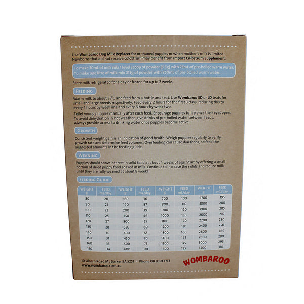 Wombaroo dog shop milk replacer 1kg