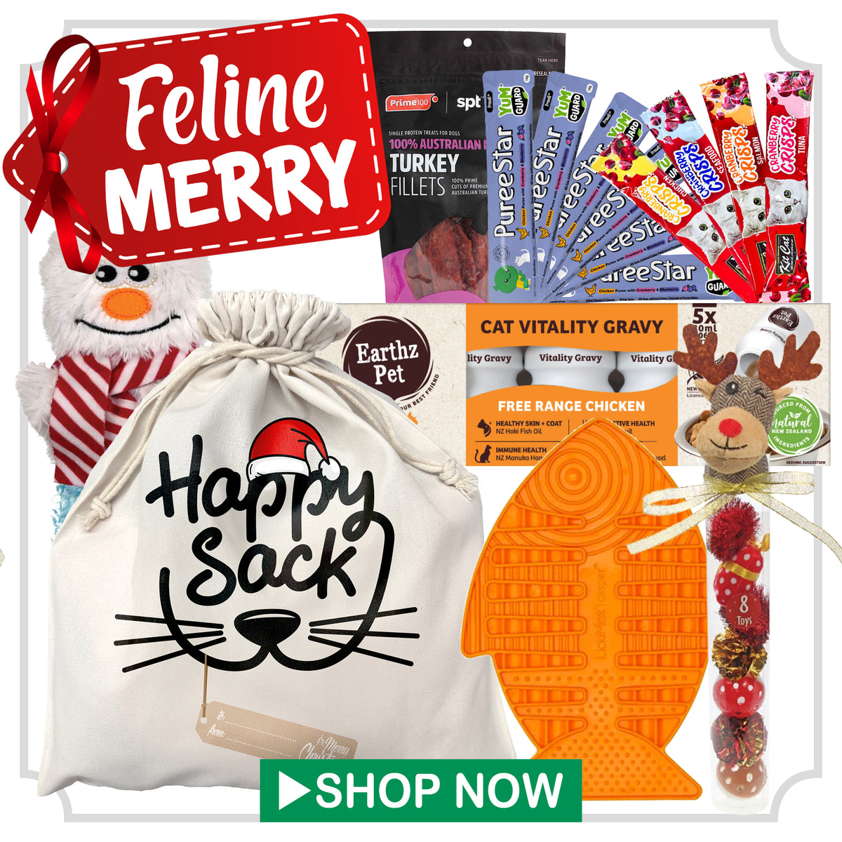 Feline Merry Christmas Happy Sack