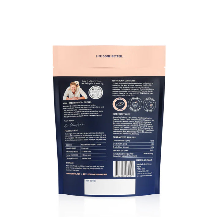 Drool by Dr Chris Brown Calm+Collected Salmon Treat Balls 110g