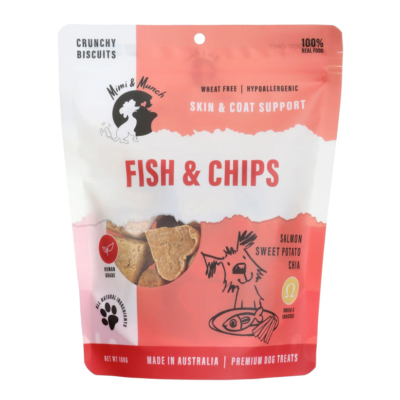 Mimi &amp; Munch Wheat Free Fish &amp; Chips Treats 180g