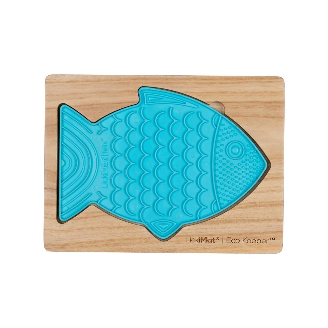 Lickimat Wooden Eco Slow Feeder Keeper for Fish Shaped Lick Mats