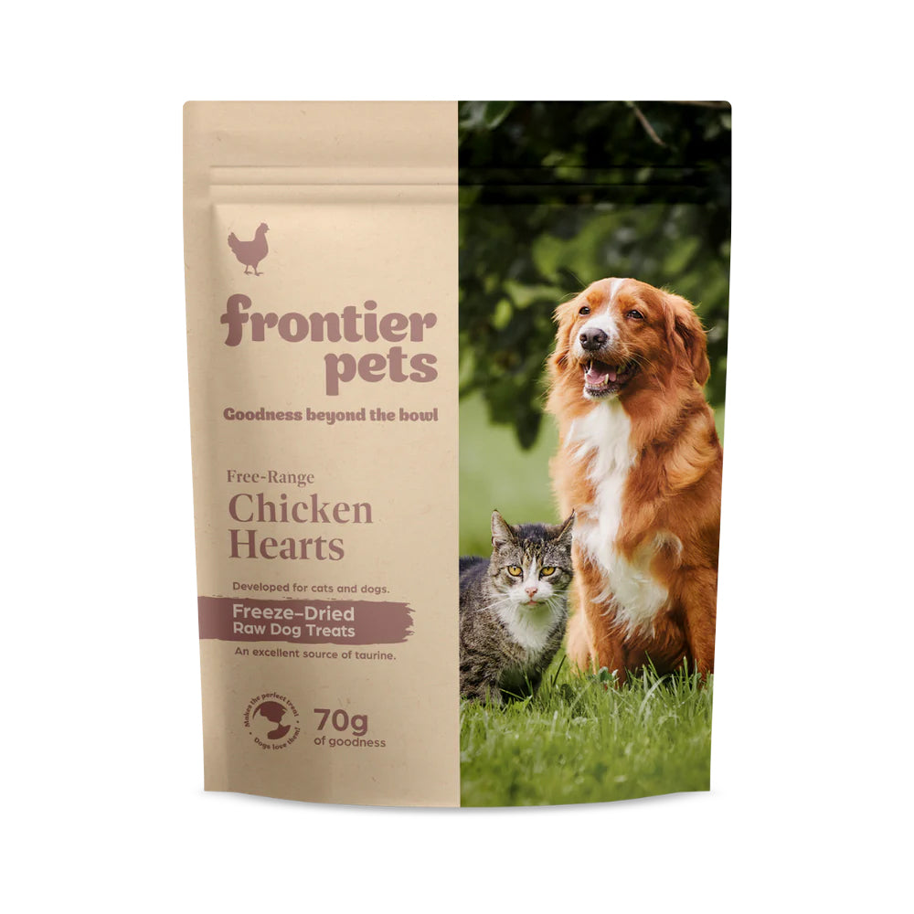 Frontier Pets Free-Range Chicken Hearts Freeze-Dried Raw Treats for Dogs &amp; Cats 70g