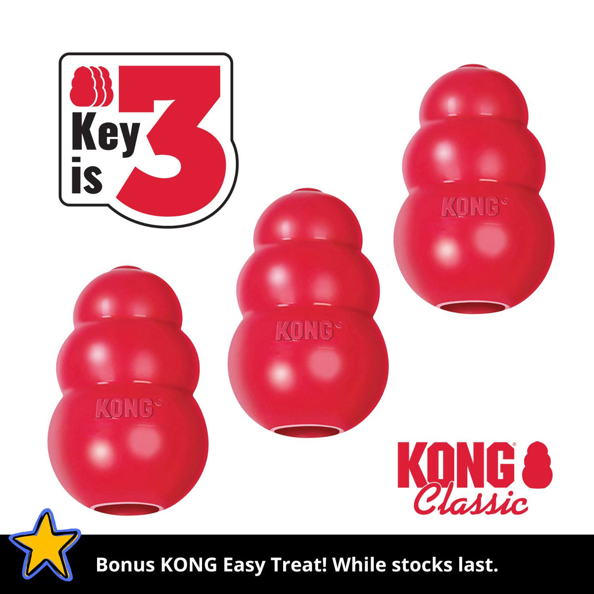 Kong Classic Red Three Pack Value Bundle