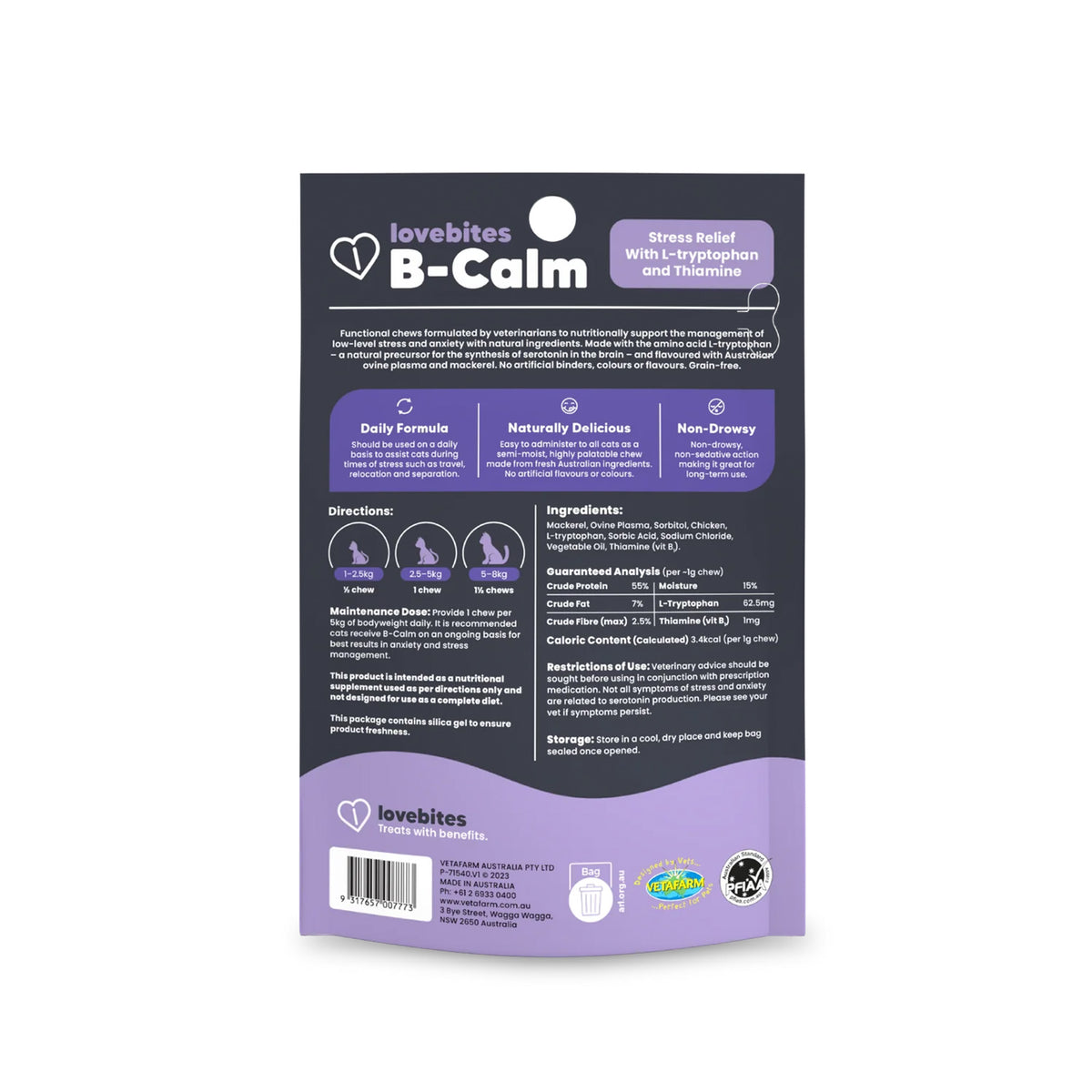 Lovebites B-Calm Stress Relief for Cats - 60 Chews