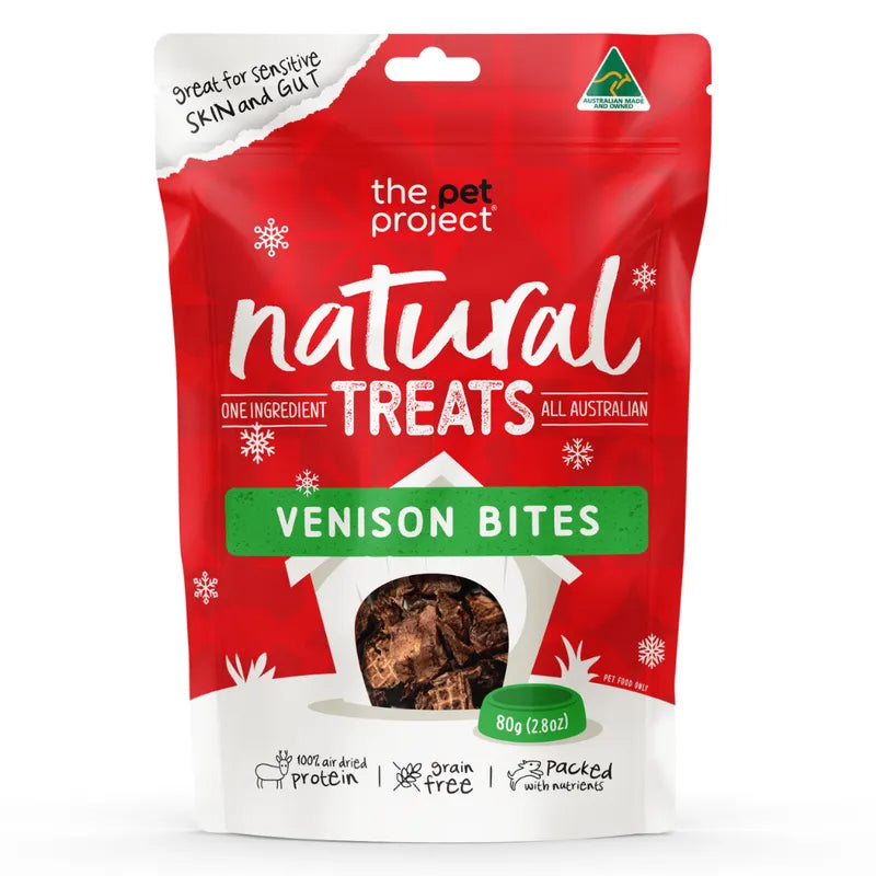 The Pet Project Natural Venison Bites Dog Treats 80g