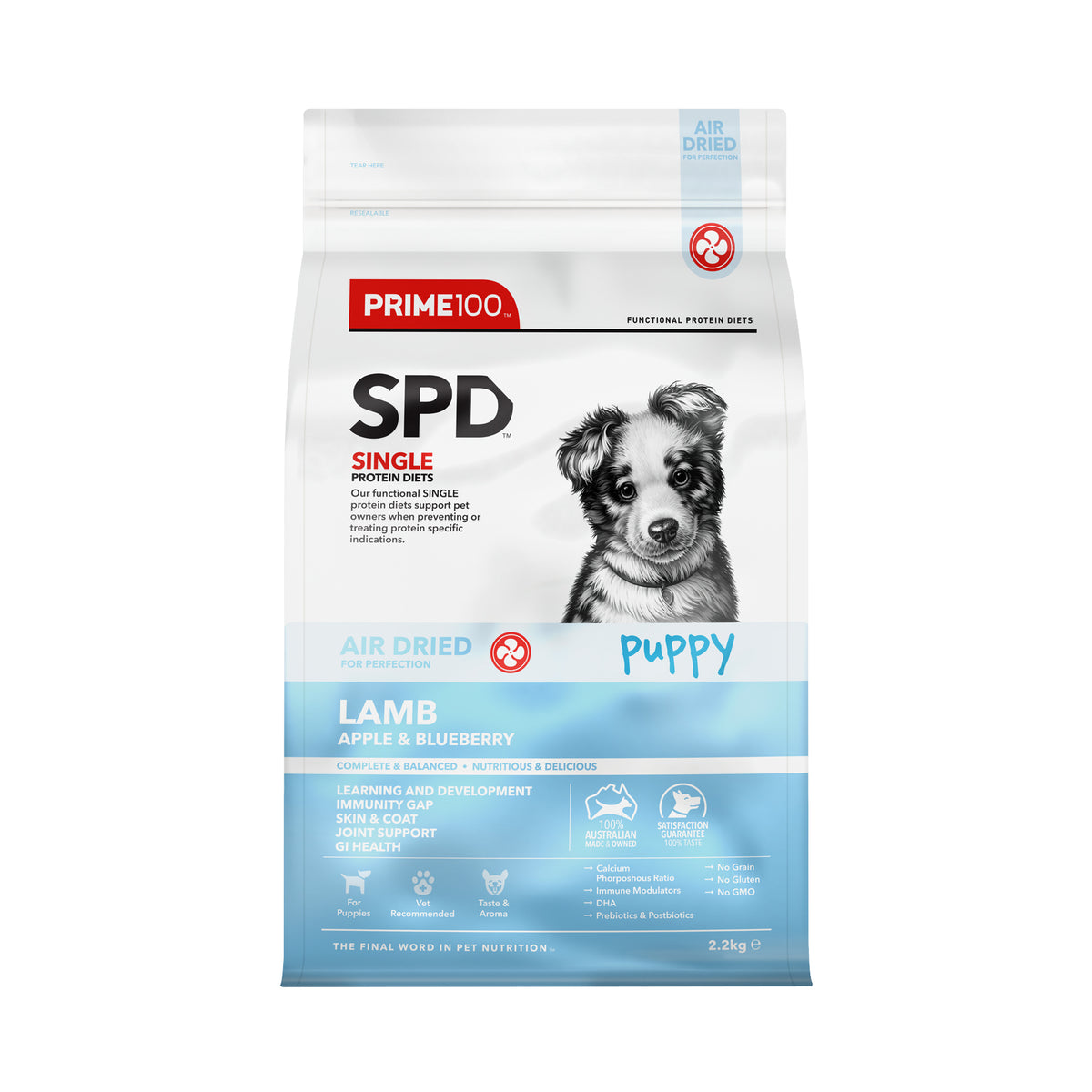 Prime100 SPD Air Dried Lamb, Apple &amp; Blueberry Puppy