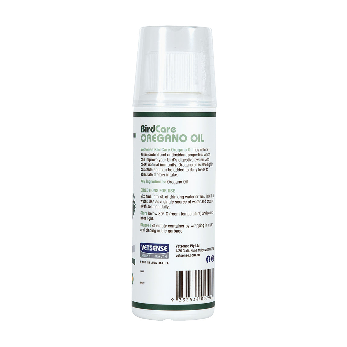 Vetsense BirdCare Oregano Oil 125mL