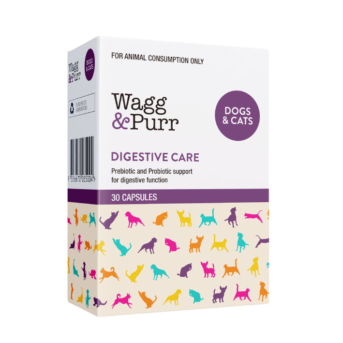 Wagg &amp; Purr Digestive Care Prebiotic &amp; Probiotic Support for Dogs &amp; Cats - 30 Capsules