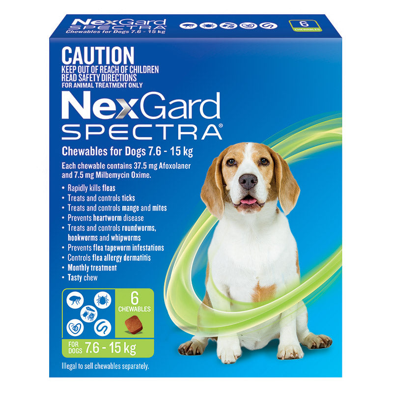 NexGard Spectra Chews for Medium Dogs 7.6 15kg vet n pet DIRECT