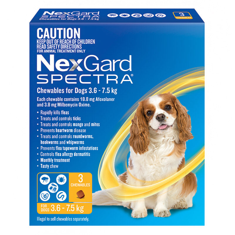 NexGard Spectra Chews for Small Dogs 3.6 7.5kg vet n pet DIRECT