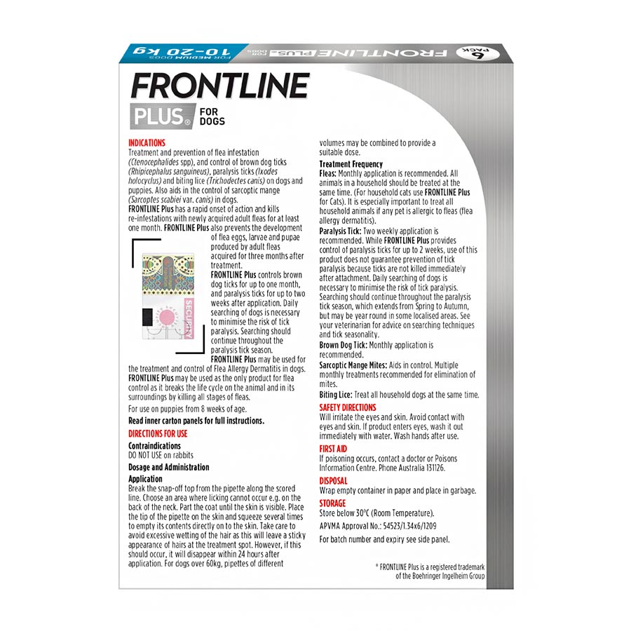 Frontline plus medium dog hotsell 6 pack