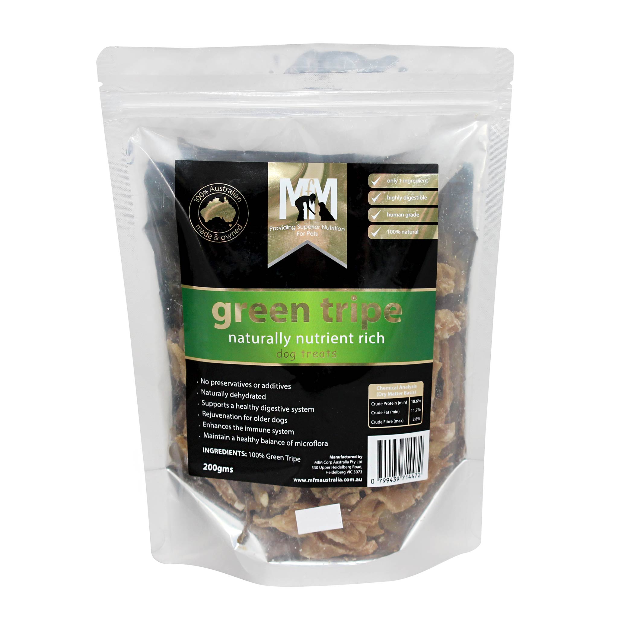 Meals for Mutts Green Tripe Dog Treats 200g vet n pet DIRECT